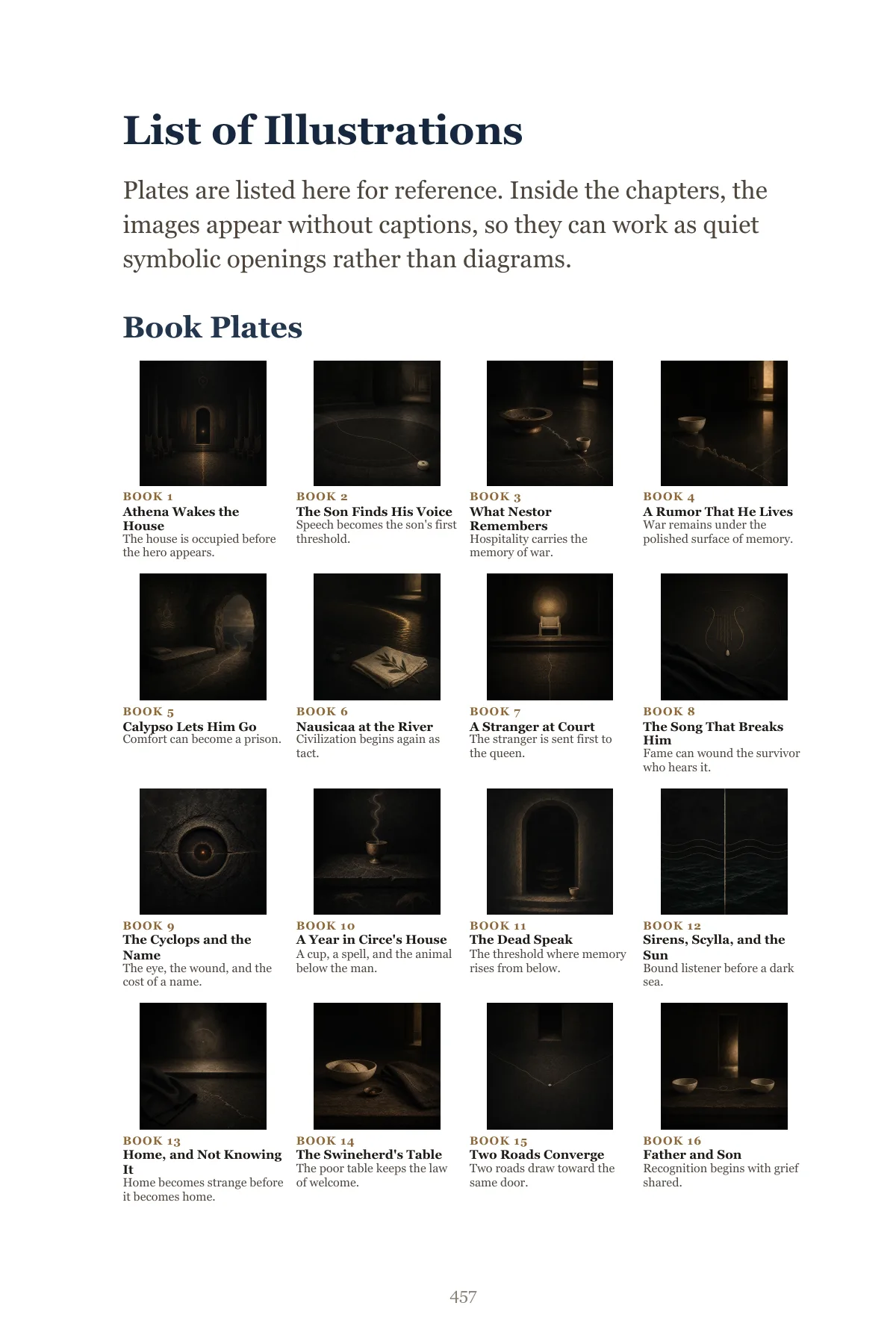 The edition's list of illustrations — an original plate opens every one of the 24 books