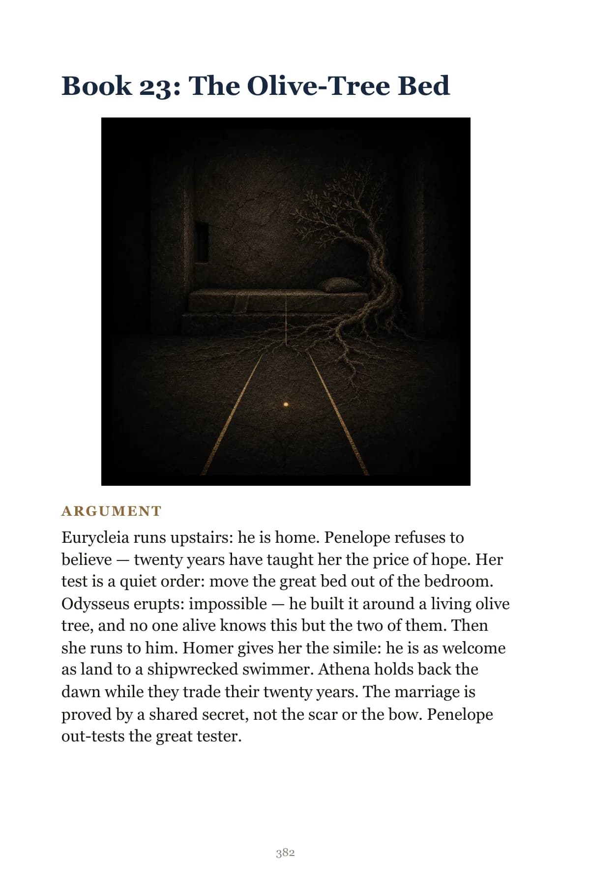 Illustrated opening of Book 23, The Olive-Tree Bed